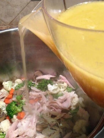 chicken stock into soup