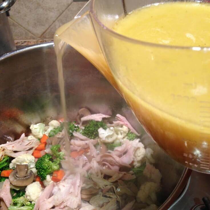 chicken stock into soup