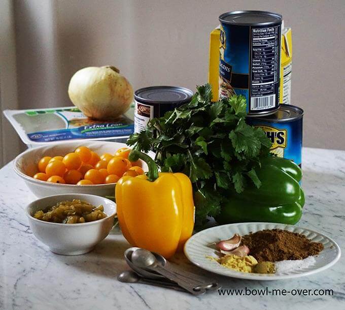 Ingredients for White Bean Turkey Chili