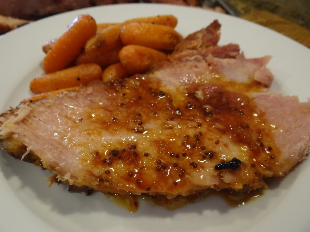 Glazed ham and carrots.