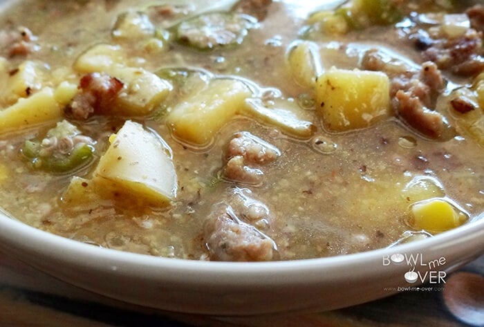 A bowl of Sausage and Okra Stew