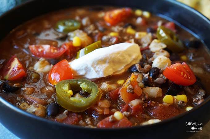 Soup in bowl ready to eat!