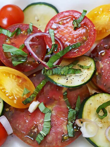 Tomato Cucumber Salad on plate.