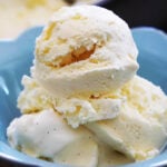 Homemade Vanilla Ice Cream in bowl.