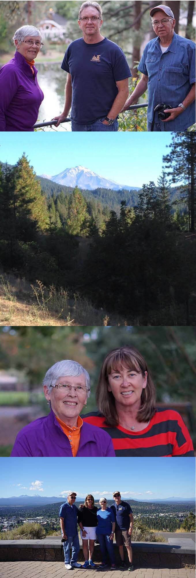 Collage of family photos and a picture of Mount Shasta