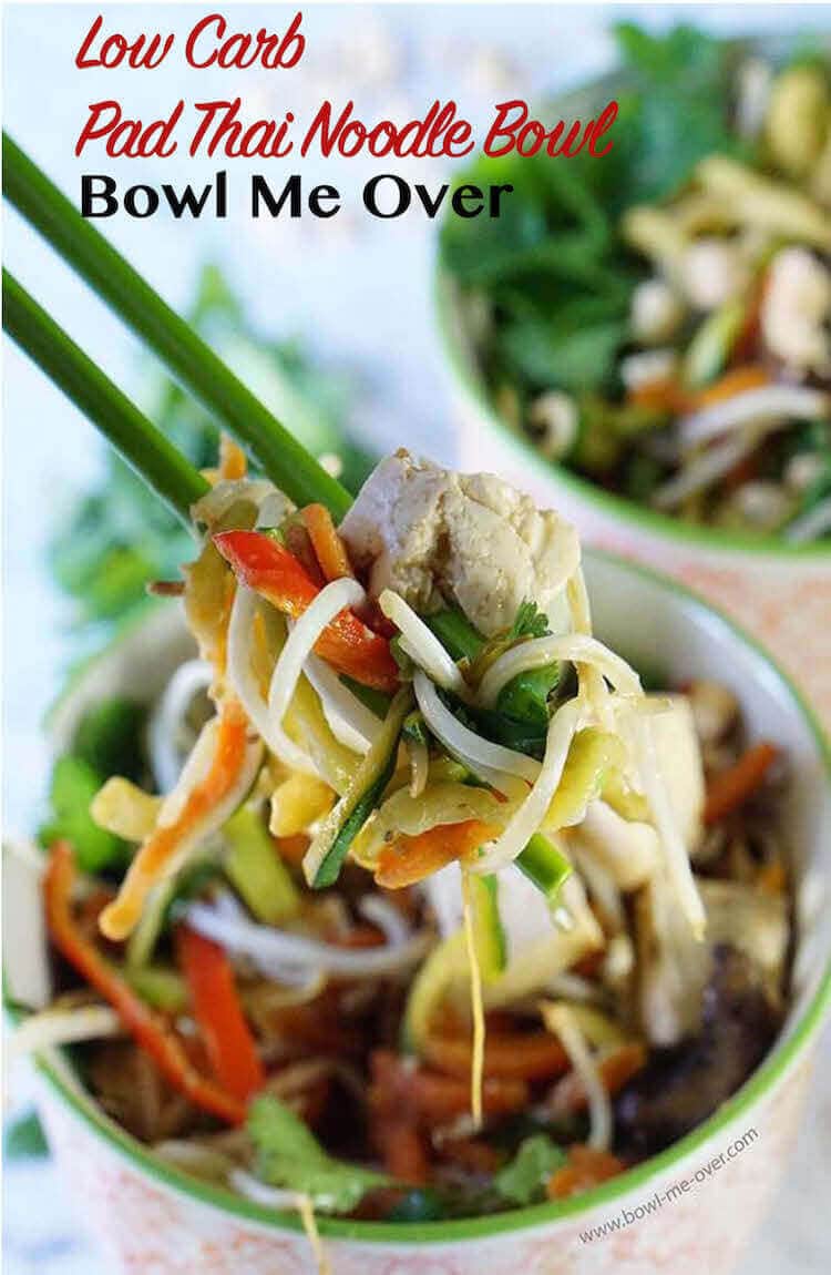 Low Carb Pad Thai Bowl - Half the carbs and 100 times better than take out? Yes - you're going to love this low carb version of Pad Thai!