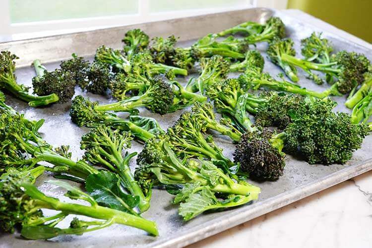 Broccoli on sheet pan.