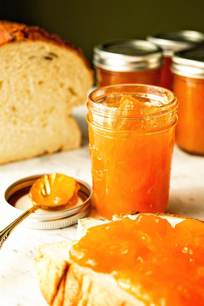 Apricot Jam Recipe on homemade bread