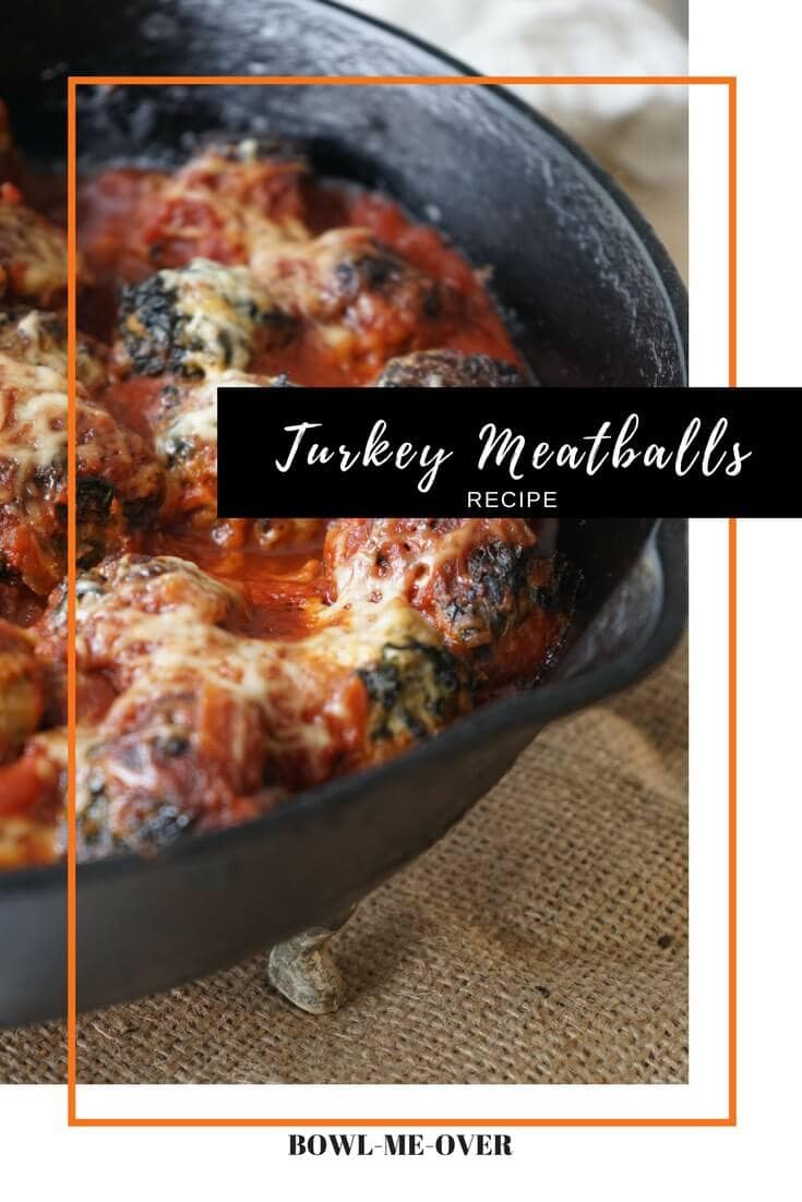 Easy Turkey Meatball Recipe in cast iron skillet