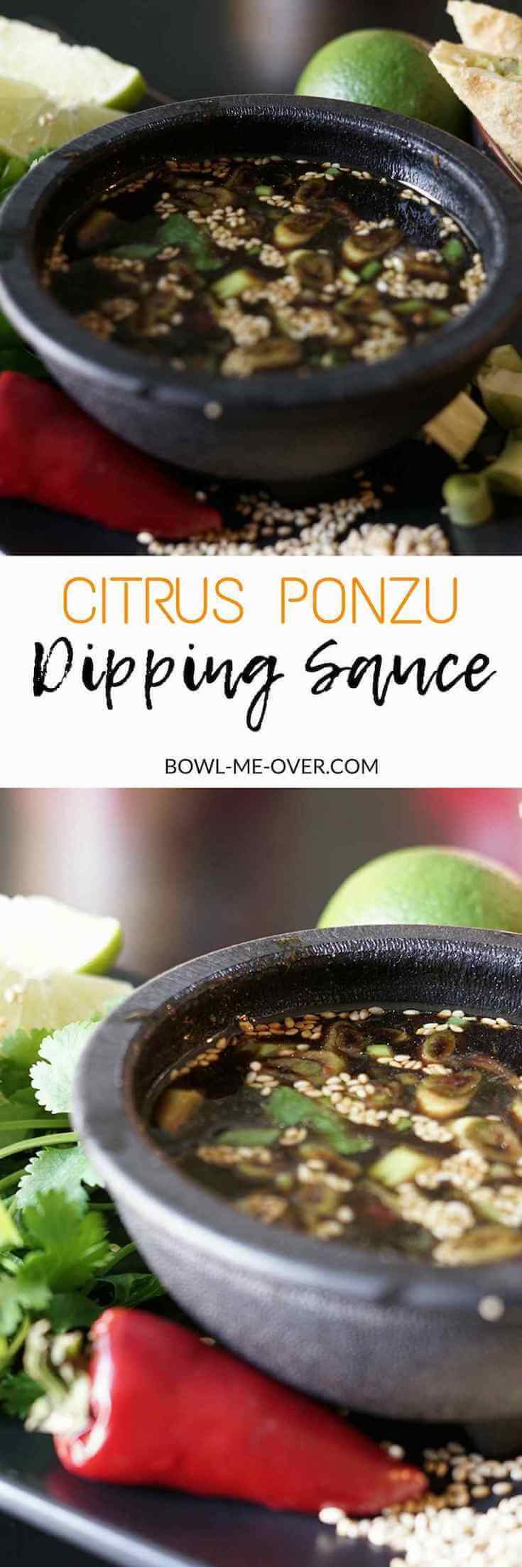 Sweet orange juice, bright lime and salty soy sauce make a savory Citrus Ponzu Dipping Sauce. It take less than ten minutes to make and is tasty and tantalizing #GrabSomeCheer #CollectiveBias #Ad