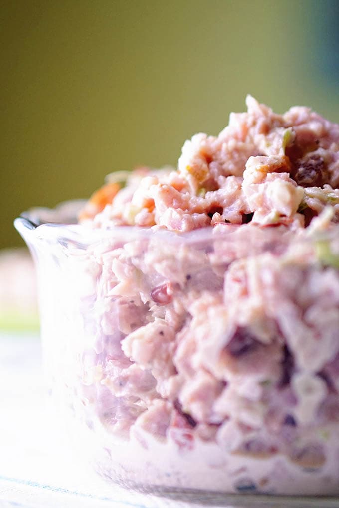 Deviled Ham in a clear glass bowl