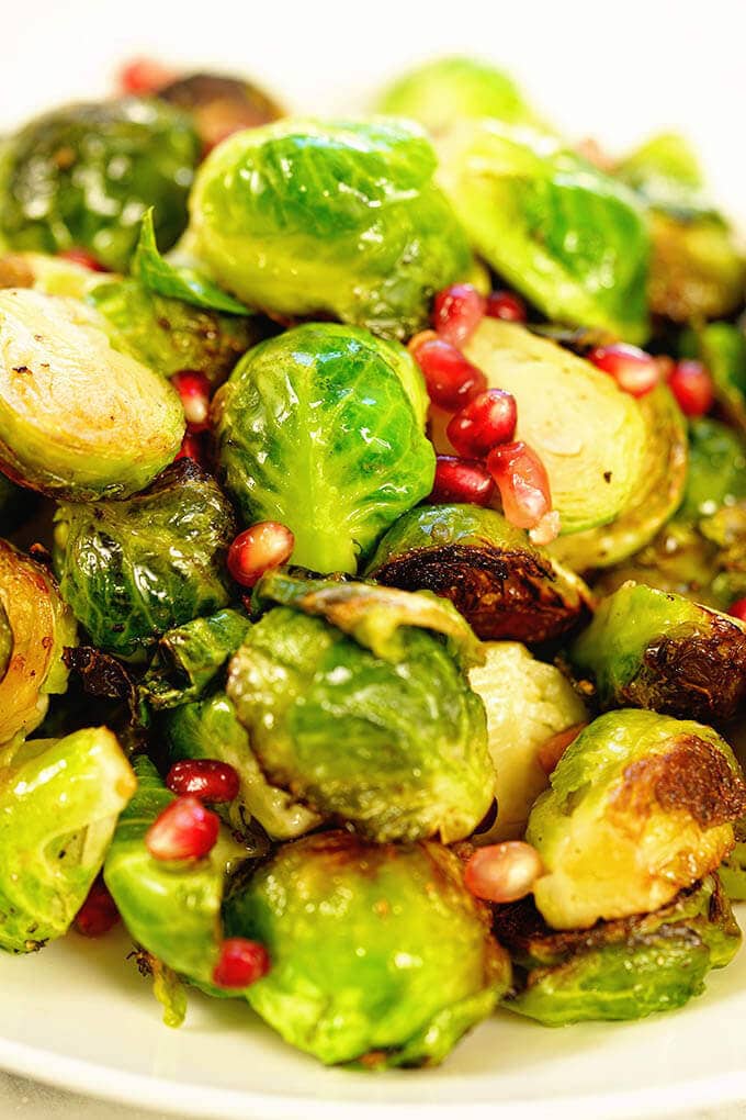 Brussel sprouts in a white bowl