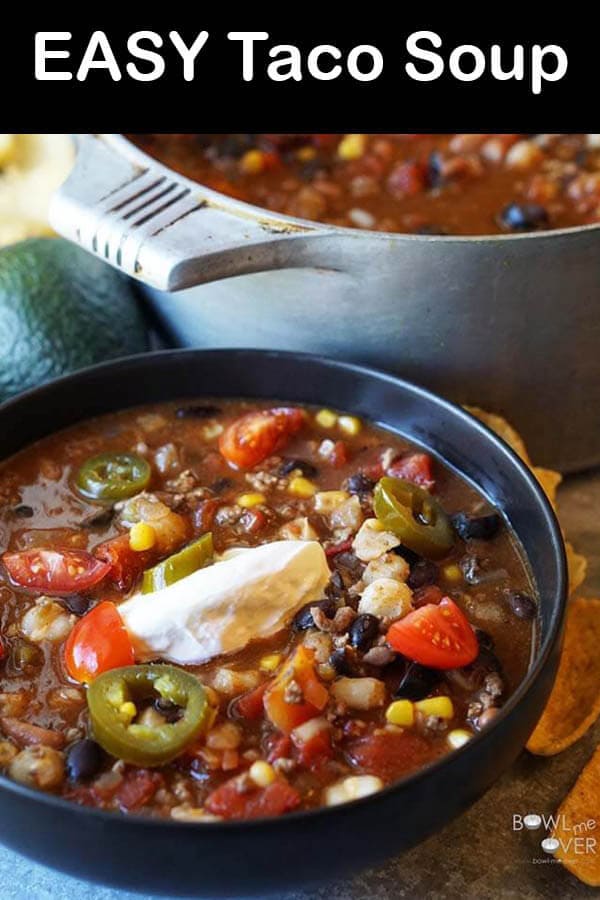 Taco Soup in a black bowl