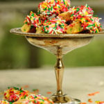 Shortbread Cookies in a silver dish.