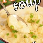 Potato soup in bowl with spoon