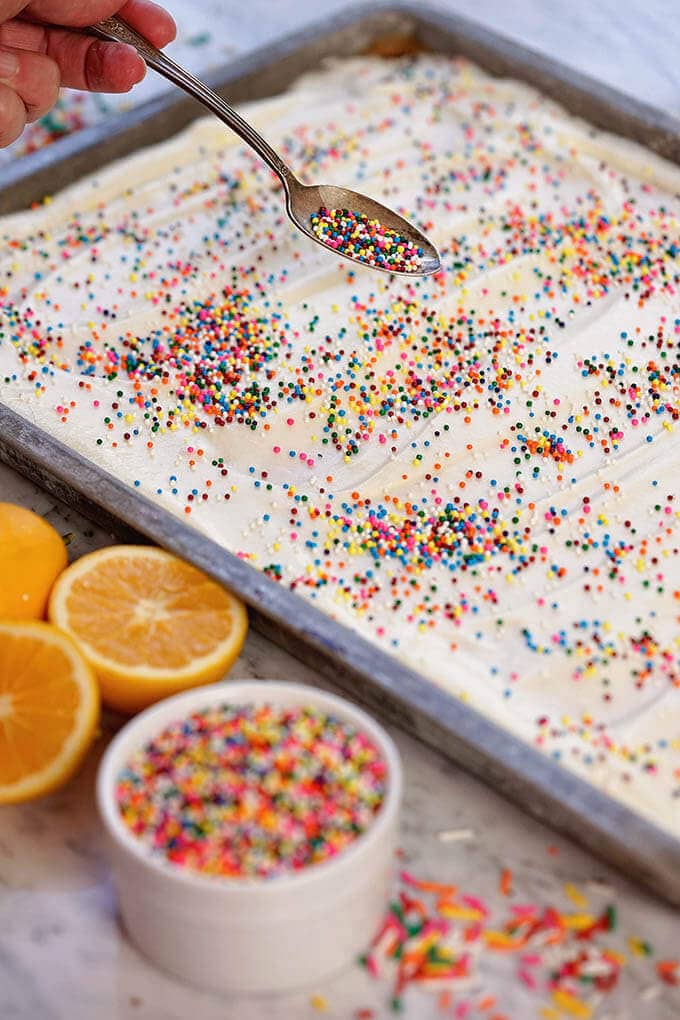 Homemade Lemon Bars topped with Sprinkles