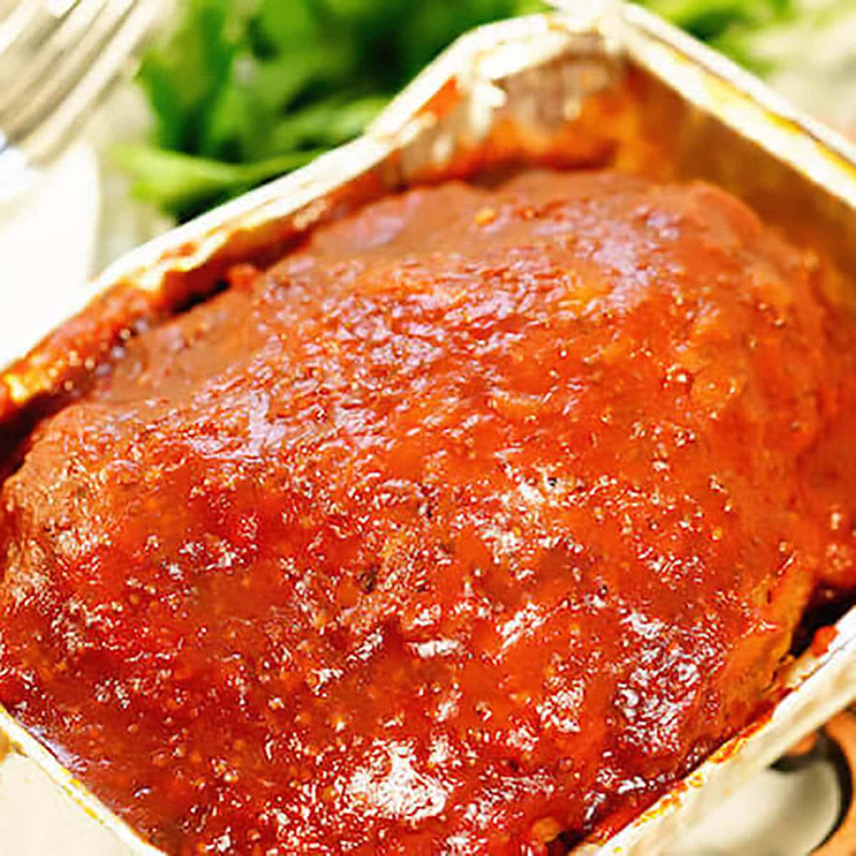 Meatloaf in pan.