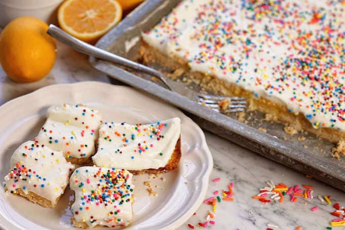 Lemon Bars with lemon curd and topped with homemade frosting