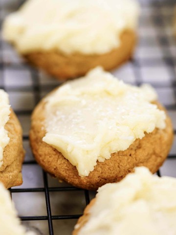 Frosted Butterscotch Cookies on baking rack.