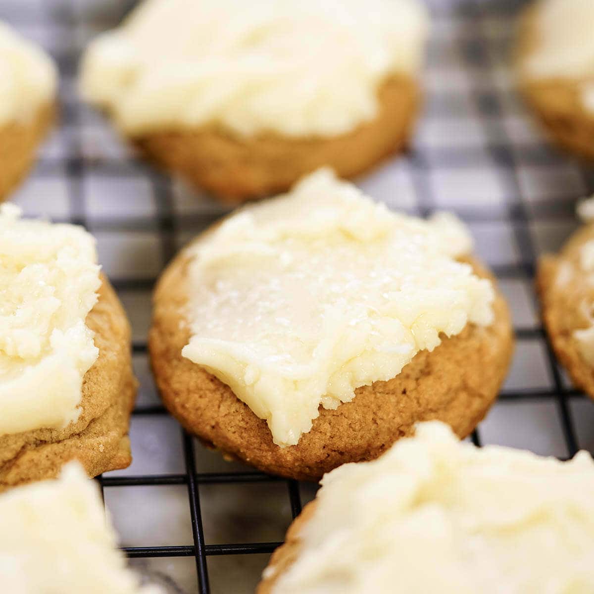 Frosted Butterscotch Cookies on baking rack.
