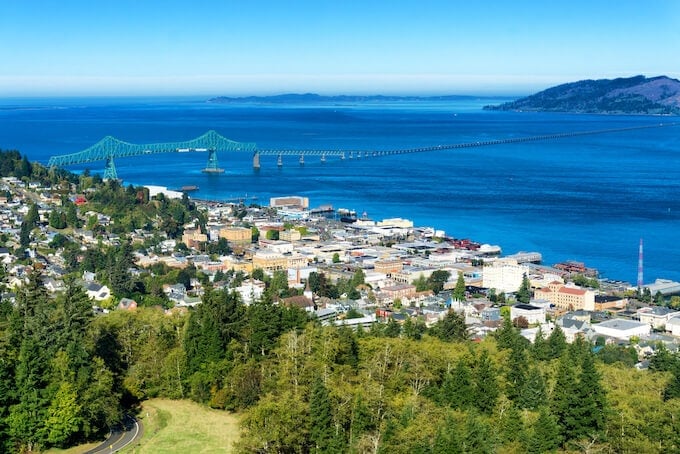 Astoria Oregon Coast View overlooking the mouth of the Columbia River