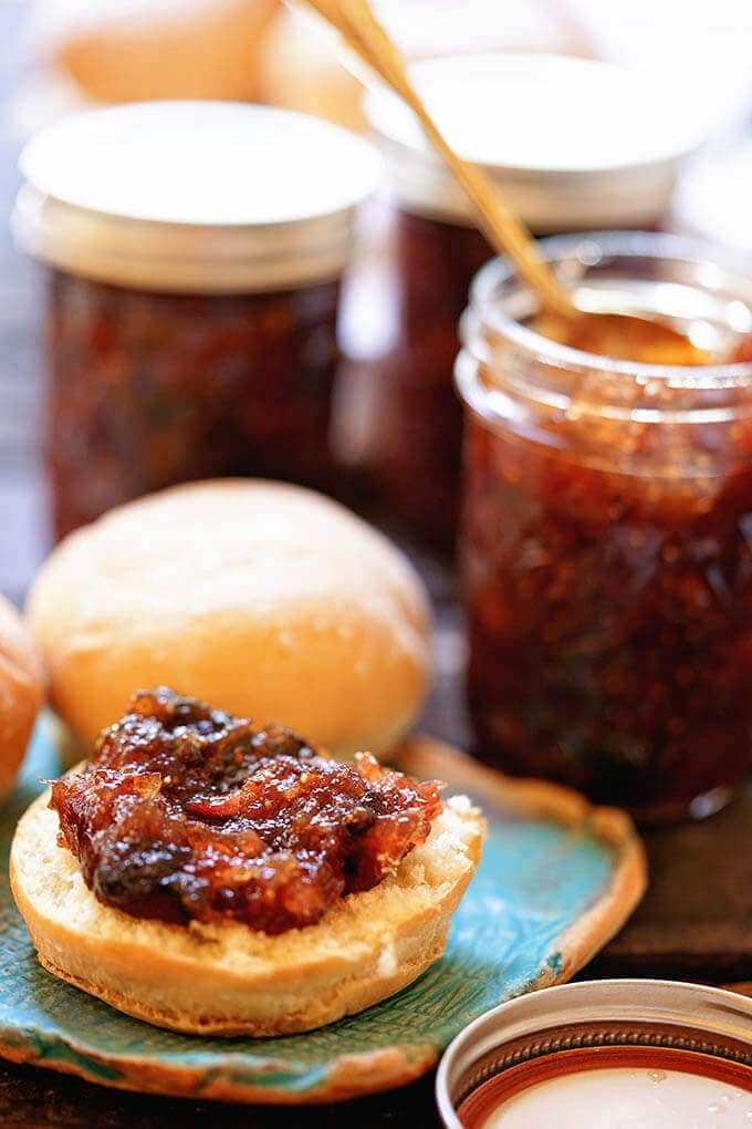 Fig jam on roll with jam.