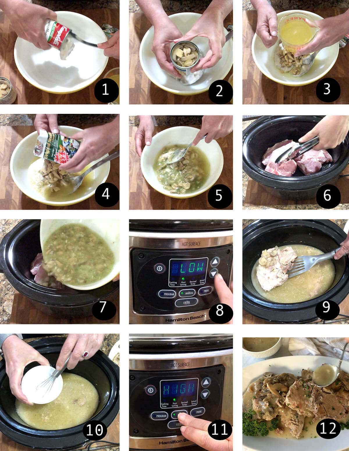 Step by step directions to make slow cooker pork chops