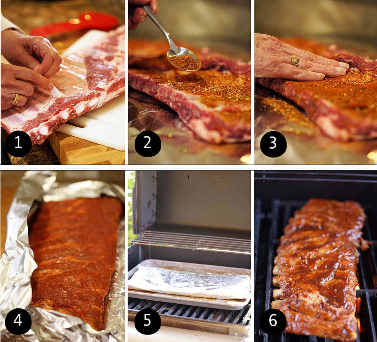 Step by step instructions to prepare and grill ribs on a gas grill.