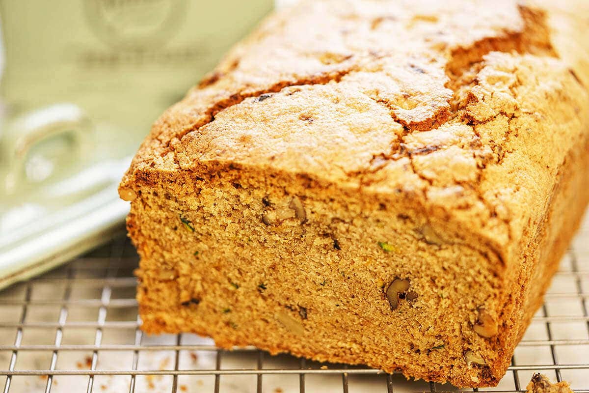 Zucchini Bread on cooling rack.