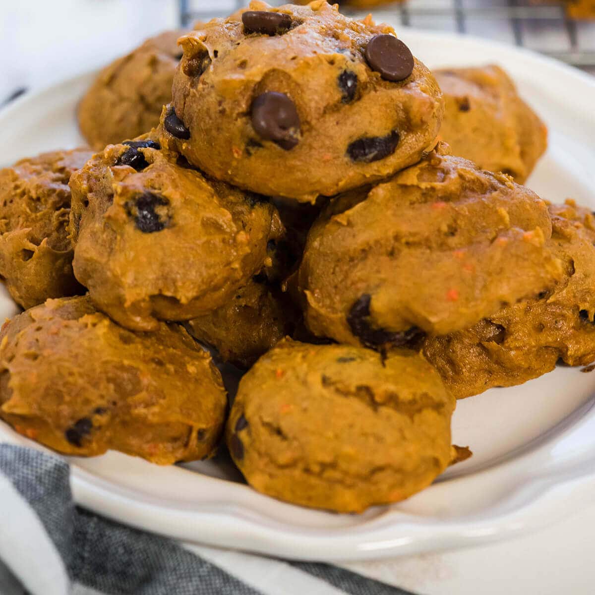 Cookies on white platter.