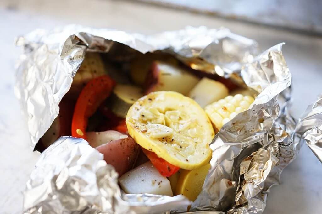 Foil Wrapped vegetables for Thanksgiving Side Dish.