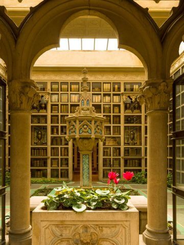 Beautiful Library with granite pillars.