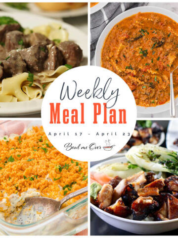 Collage of photos for Weekly Meal Plan 16 with print overlay.