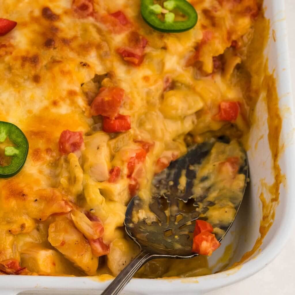 King Ranch Chicken Casserole with Rotel - Bowl Me Over