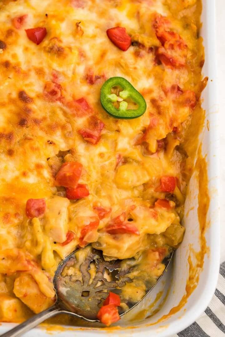 King Ranch Chicken Casserole with Rotel - Bowl Me Over