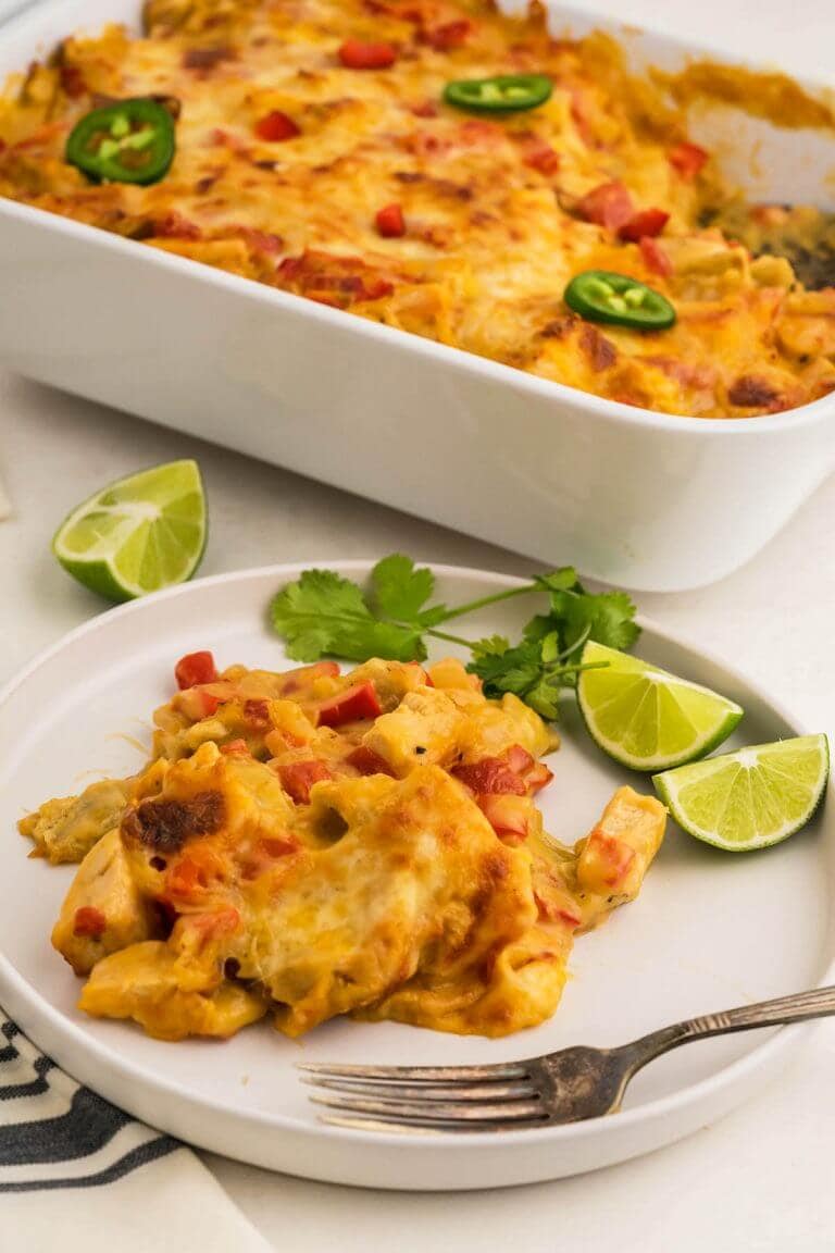 King Ranch Chicken Casserole with Rotel - Bowl Me Over