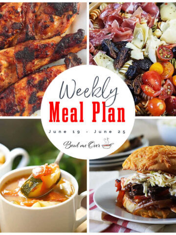 Collage of photos for Weekly Meal Plan 25 with print overlay.
