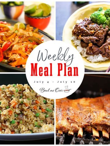Collage of photos for Weekly Meal Plan 25 with print overlay.