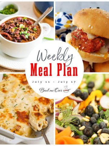 A collage of photos for Weekly Meal Plan 26 with print overlay.