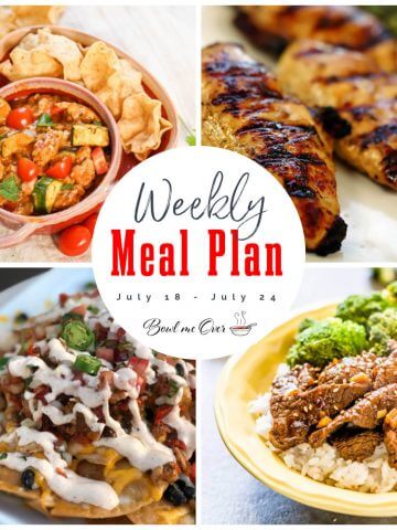 Collage of photos for Weekly Meal Plan 28 with print overlay.