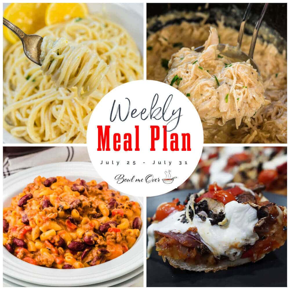 Collage of photos for Weekly Meal Plan 29 - with print overlay.