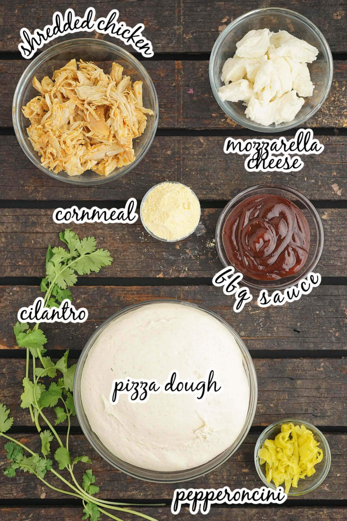 Ingredients needed to make pizza recipe.