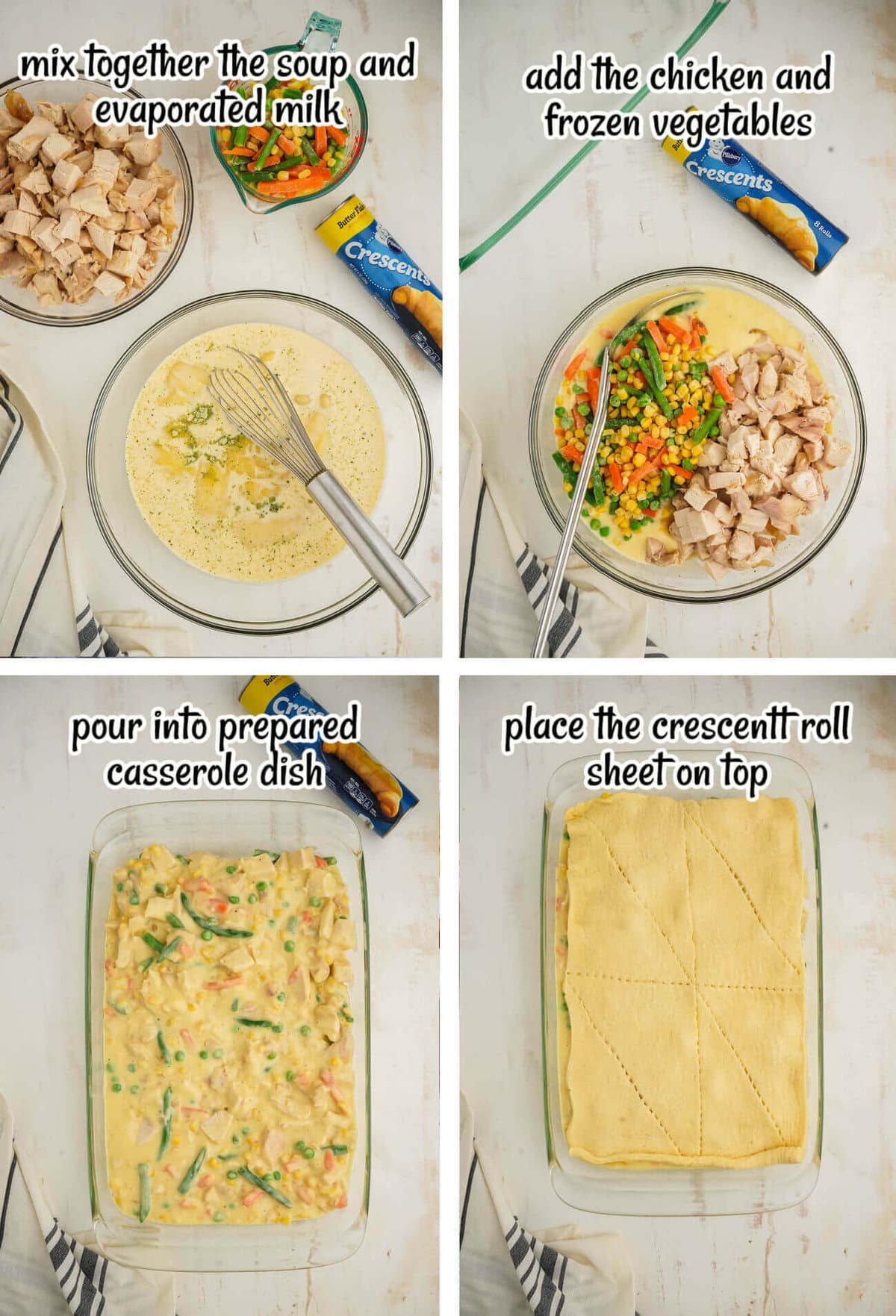 Chicken Pot Pie Casserole with Crescent Roll Dough - Bowl Me Over