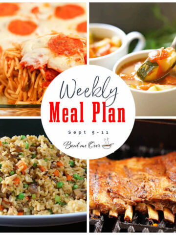Collage of photos for Weekly Meal Plan 35 with print overlay.