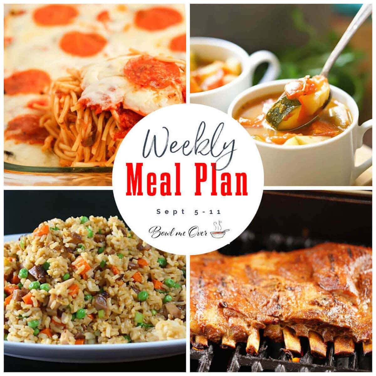 Collage of photos for Weekly Meal Plan 35 with print overlay.