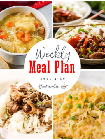 Collage of photos for Weekly Meal Plan 36 with overlay for social media.