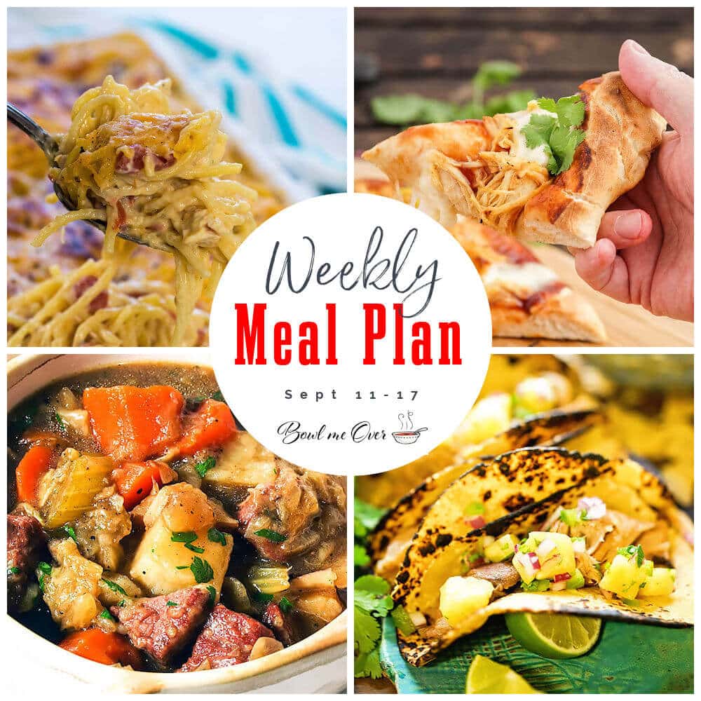Collage of photos for Weekly Meal Plan 37, with print overlay for social media.