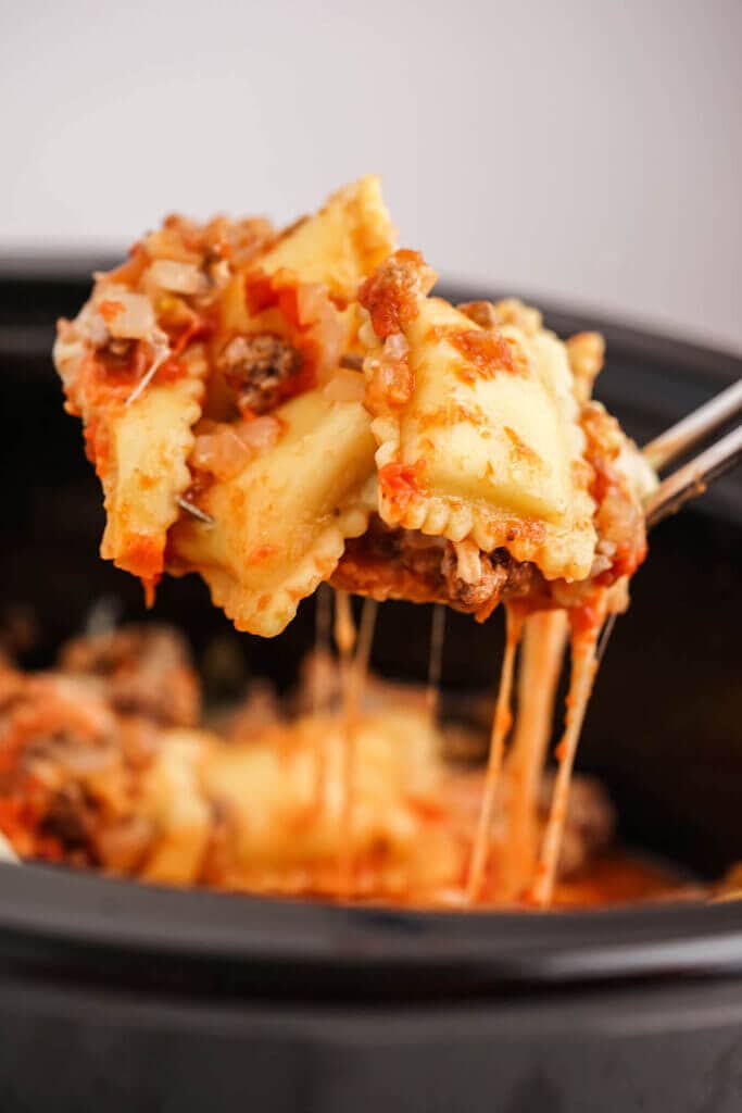 Crockpot Lasagna with Ravioli Bowl Me Over