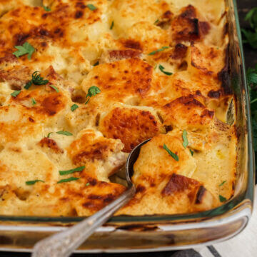 Cheesy Ham and Potato Casserole with Creamy Sauce - Bowl Me Over