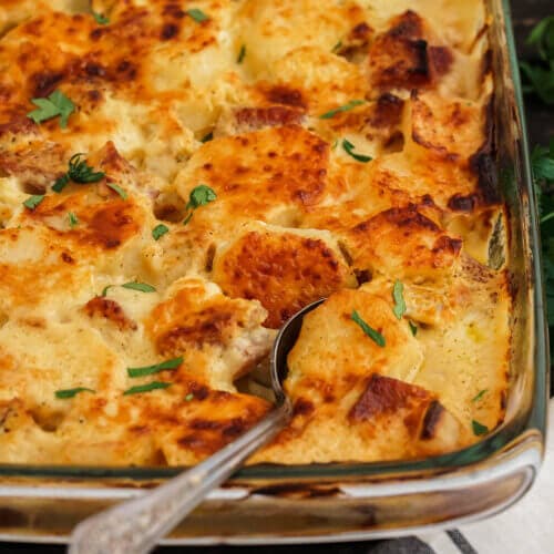 Ham and Potato Casserole with Creamy Cheese Sauce - Bowl Me Over